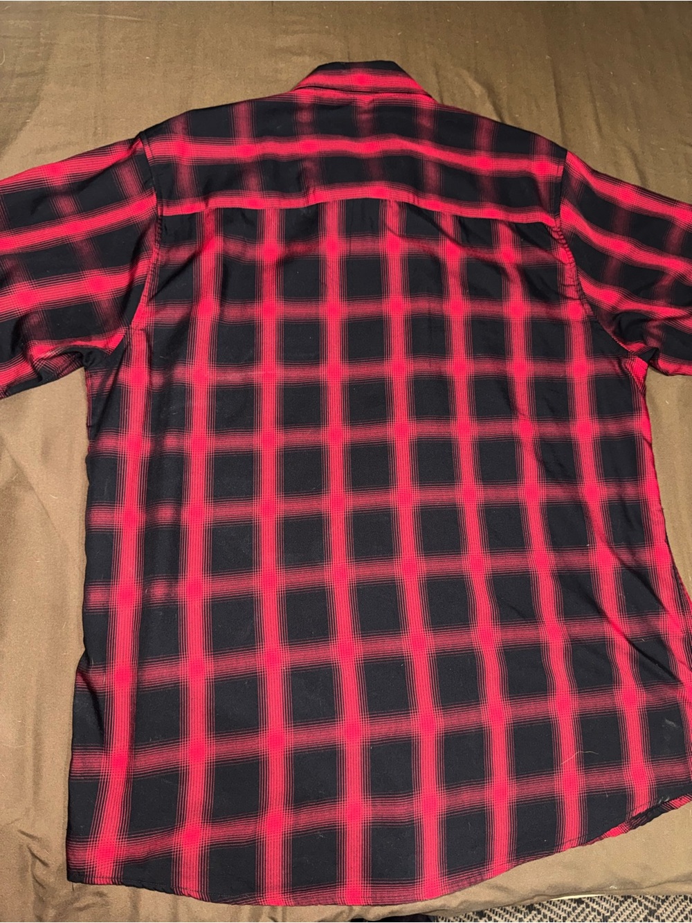 Dixxon Rojo Loco Red & Black Bamboo short sleeve Plaid Men's Button-Up Shirt - Picture 4 of 4